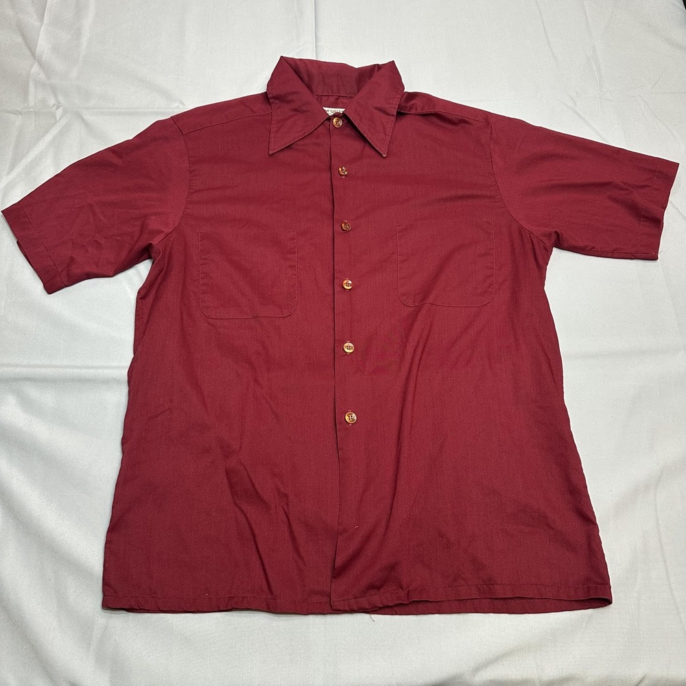 Vintage McGregor Shirt Mens Medium Red Million Mile Scotset Perma Press 60s 70s